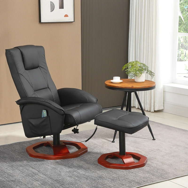 HOMCOM massagestoel relaxfauteuil met voetenbank relax ligbed relaxfauteuil zwart