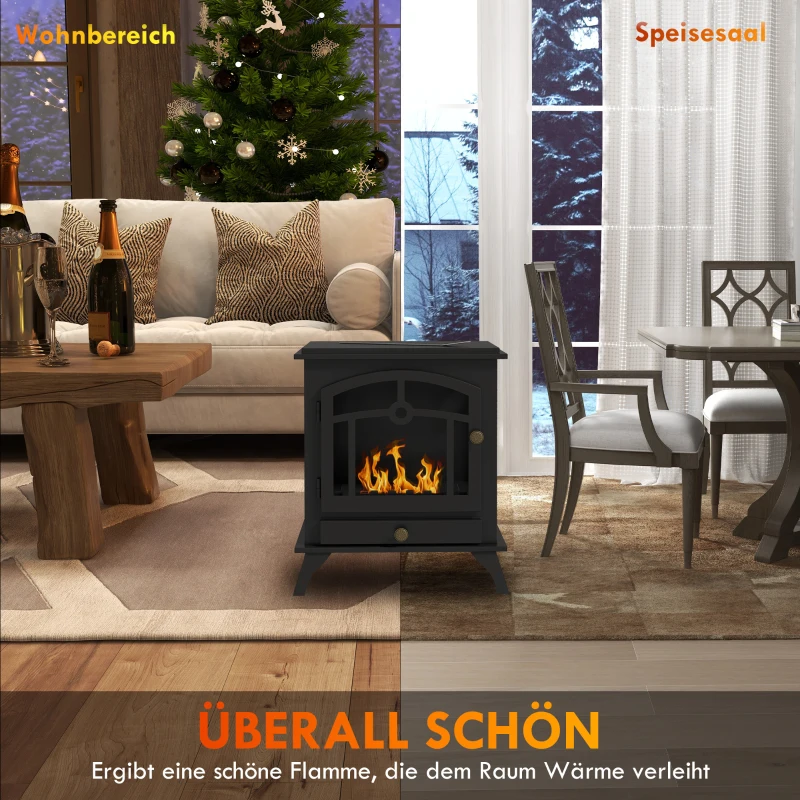 HOMCOM Ethanolhaard, vrijstaand, 3 uur brandtijd, tot 25 m², roestvrijstalen behuizing, zwart, 45 x 28 x 54 cm(m-6)