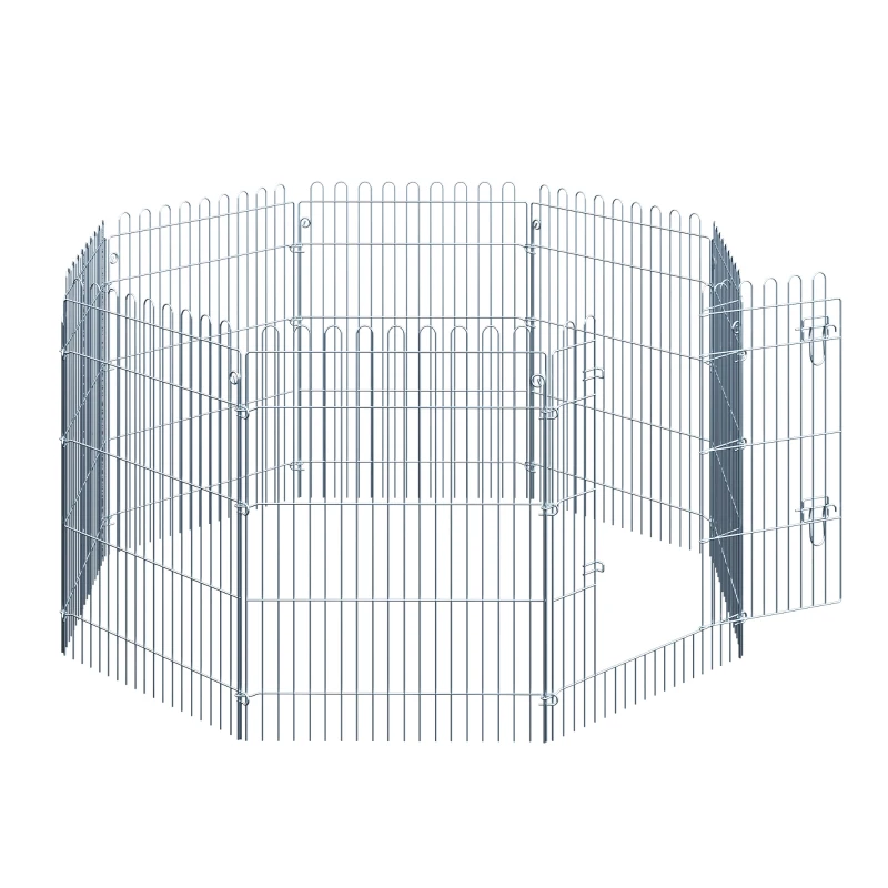 PawHut Freilaufgehege Welpenauslauf Welpenzaun Laufstall Welpengitter für Tiere 8-teilig B63 x H91 cm