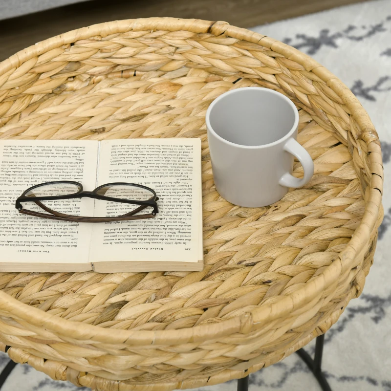 HOMCOM zestaw 2 stolików kawowych, stolik pomocniczy w stylu boho, stolik zestawowy, stal, naturalny