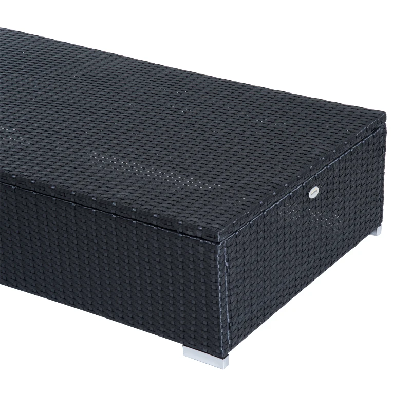 Outsunny sezlong plaja din ratan, 195,5x68x31cm, negru