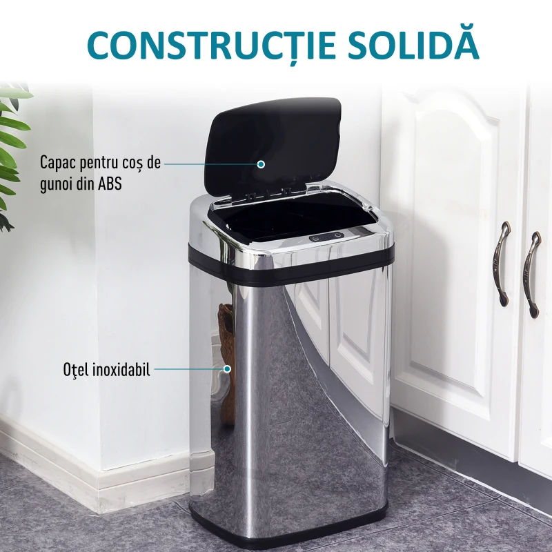 HOMCOM cos de gunoi din otel cu senzor automat, 30L(m-5)