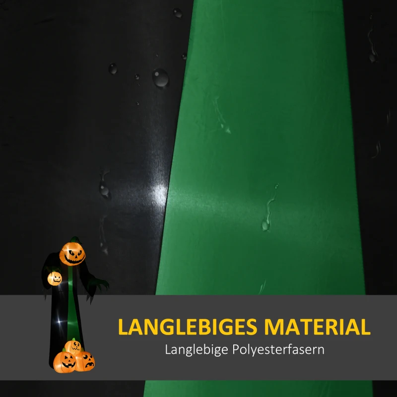 HOMCOM Halloween decoratie, 2,40m grote pompoengeest, zelfopblazend, LED-verlichting, voor buitenruimtes