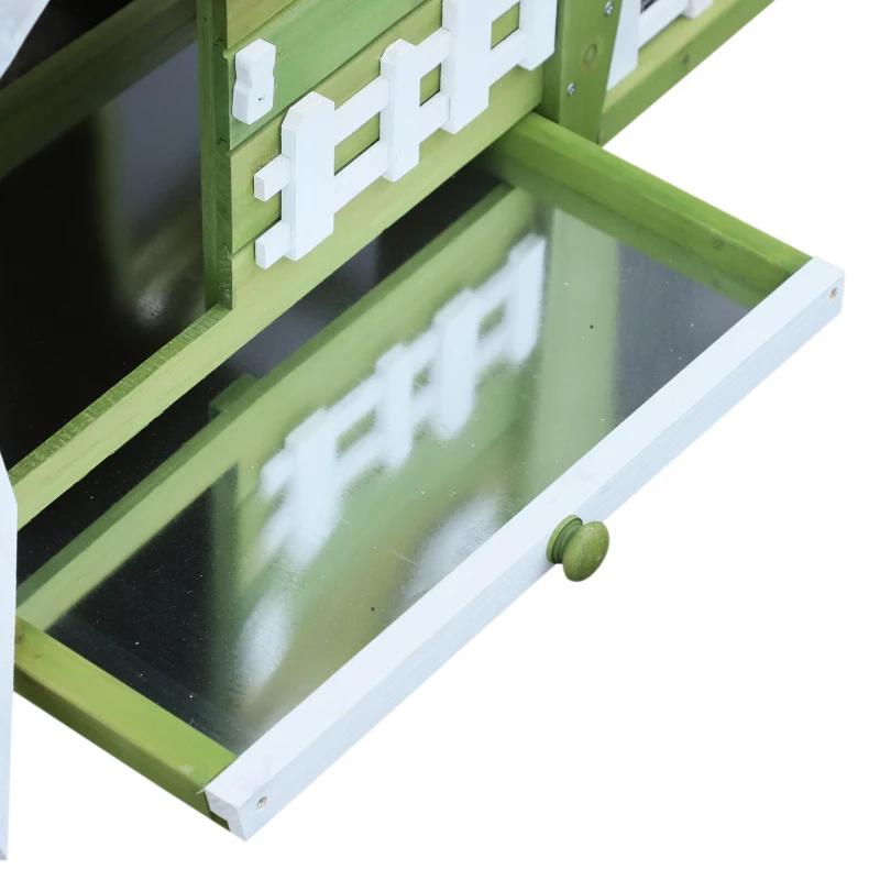 PawHut Cusca Adapost pentru Iepuri cu Casuta si Parte Externa Detasabila,155x54.5x65cm Verde