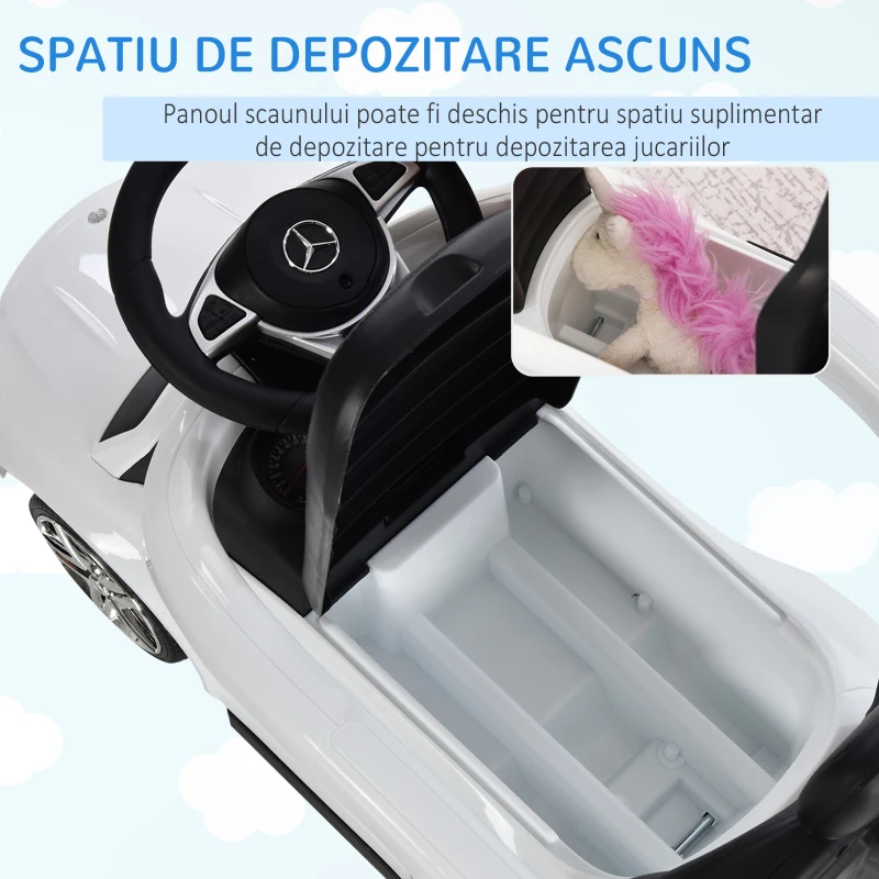 HOMCOM Masina cu maner si bare de siguranta, alb