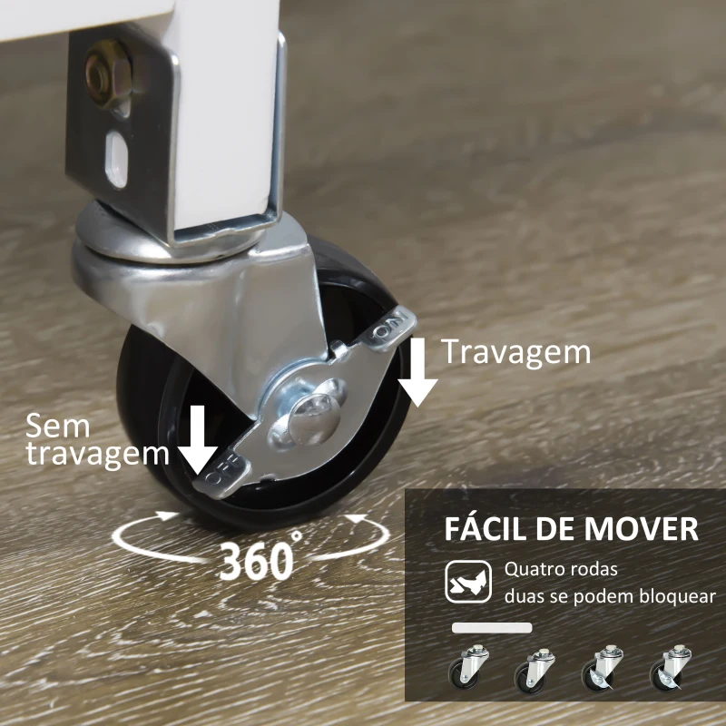 HOMCOM Carrinho de Cozinha com Rodas Carrinho de Serviço com 3 Gavetas 3 Prateleiras Abertas e Bandeja Removível para Sala de Jantar Carga Máxima 40kg 67x37x84cm Branco