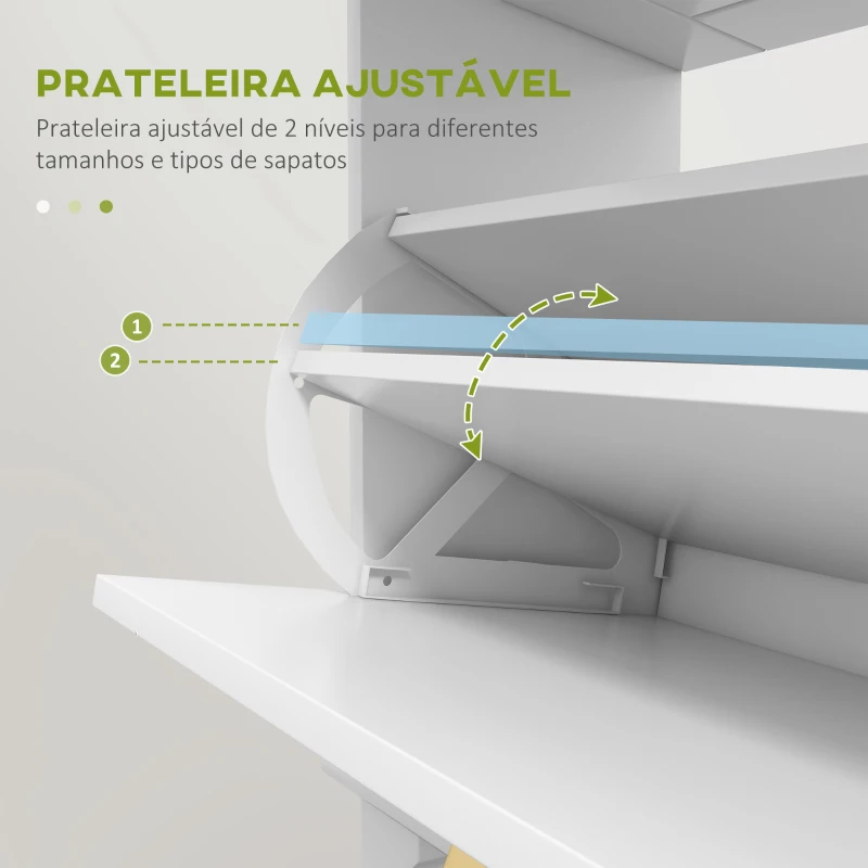HOMCOM Sapateira Branca Móvel Sapateira Estreita com 2 Portas e 1 Gaveta para 8 Pares de Sapatos  60x23,5x98,5 cm Branco
