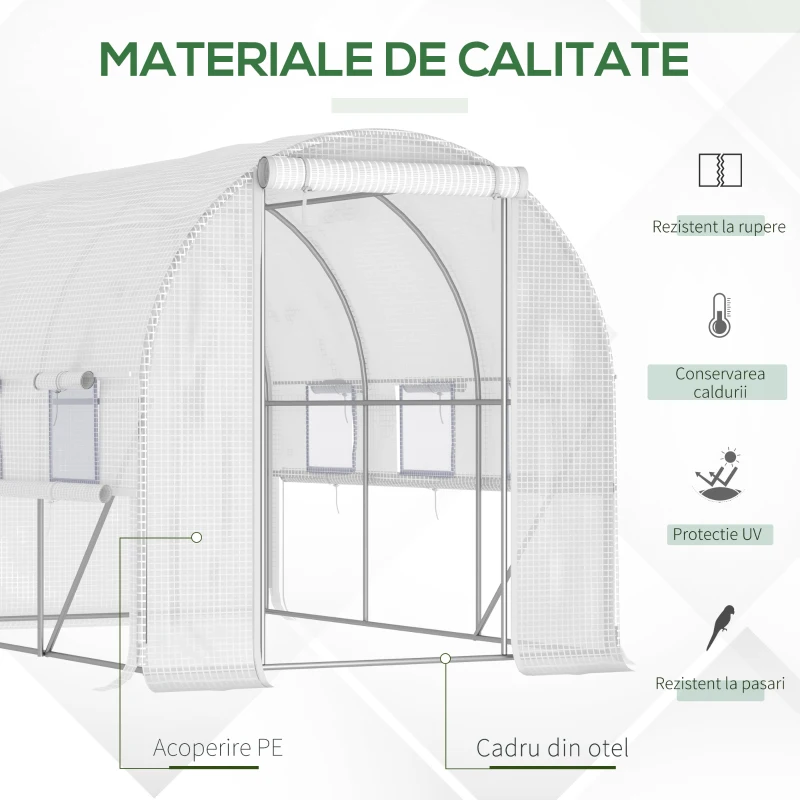 Outsunny Sera Walk‑In Tunel 3×2×2 m din Policarbonat – 6 Ferestre(m-5)