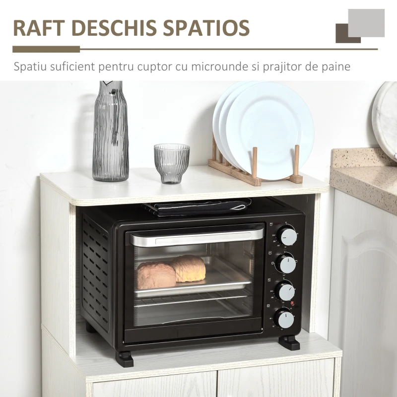 Homcom Mobilier pentru Cuptor cu Microunde – Cu Roti si Dulapior, Alb(m-5)