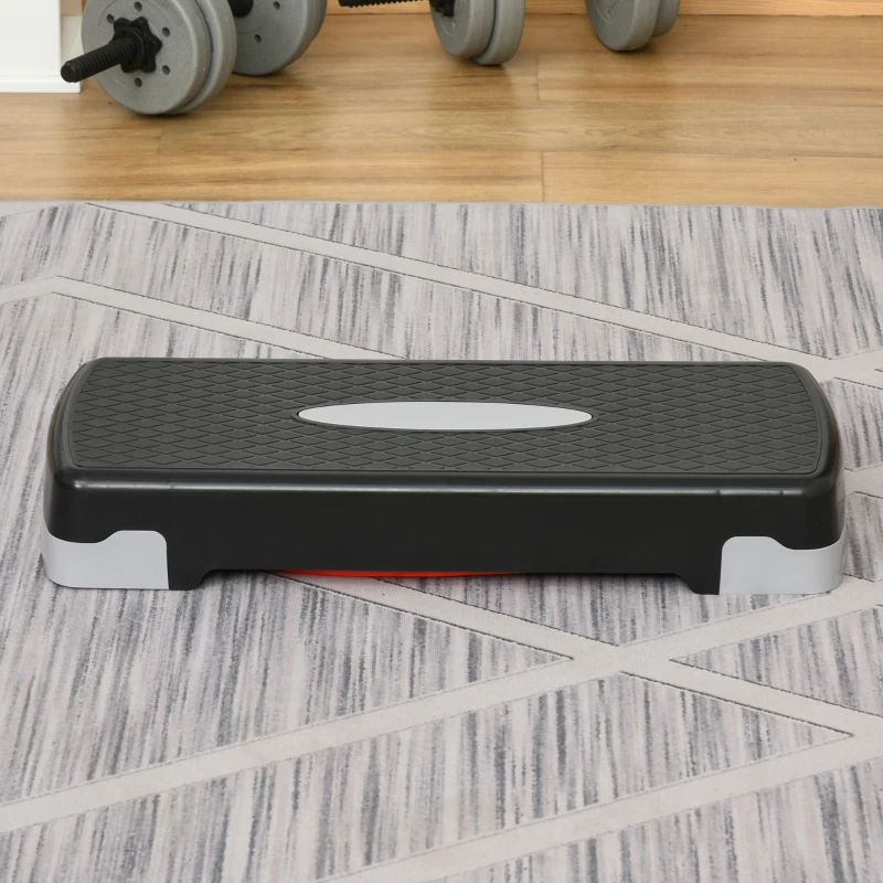 HOMCOM Step para Exercício Aeróbico Plataforma Step com Altura Ajustável em 2 Níveis com Carga Máxima 150kg para Exercício em Academia Casa 68x29x10-15cm Preto e Vermelho