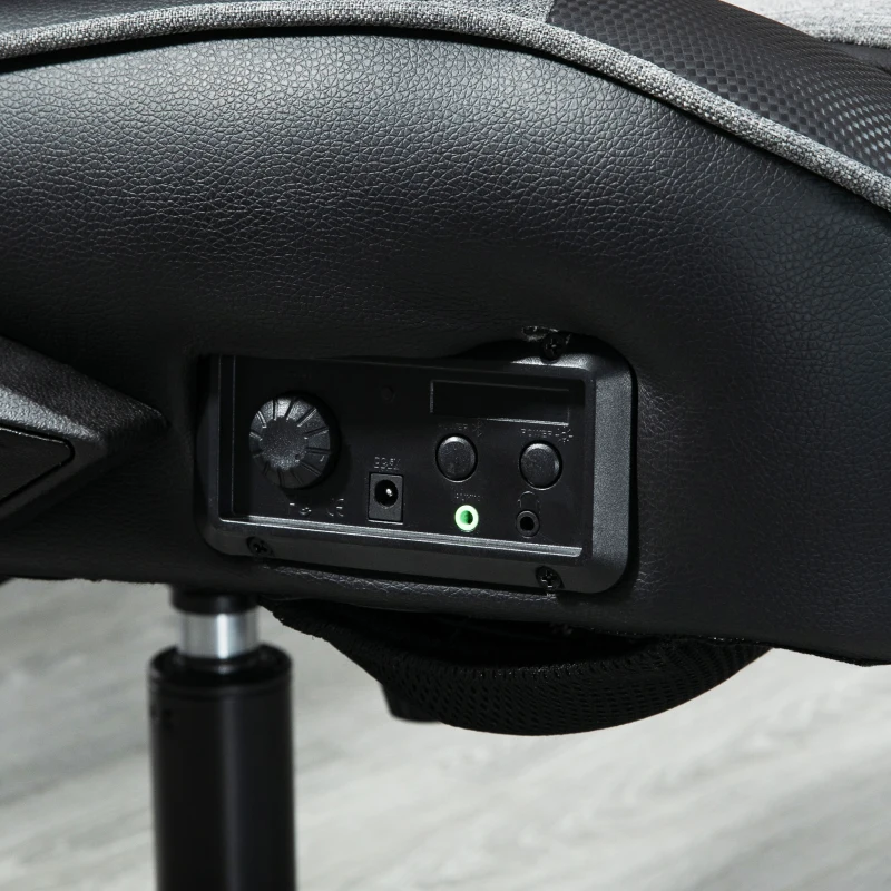 Vinsetto Video Game Chair with Speakers, Leather, Swivel, Height Adjustable w/Flip-up Arms, Headrest, Grey