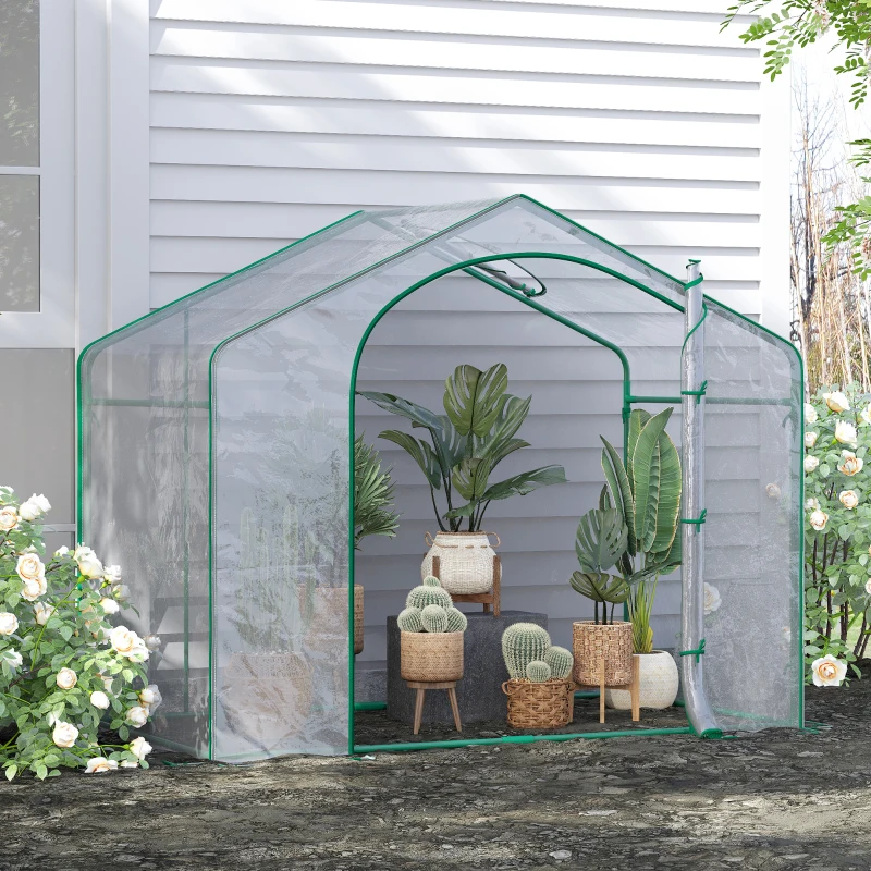 Outsunny Estufa Transparente de Jardim 180x100x168 cm Estufa de Jardim com Porta Enrolável e Estrutura de Aço Transparente