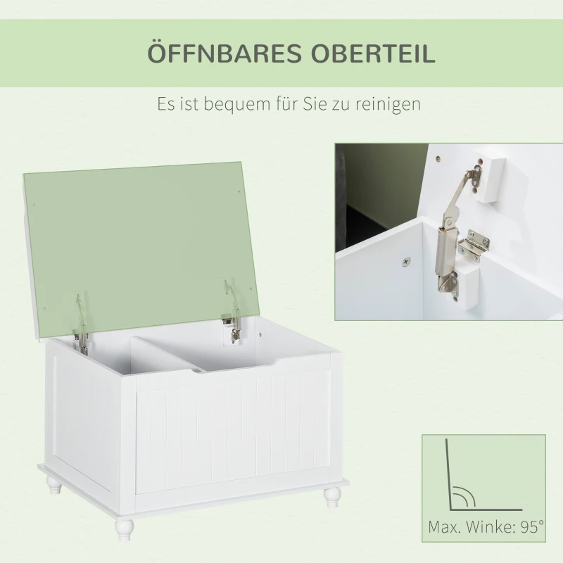 PawHut Katzenklo Katzenschrank mit Stauraum Klappdeckel Weiß 74 x 52 x 55cm