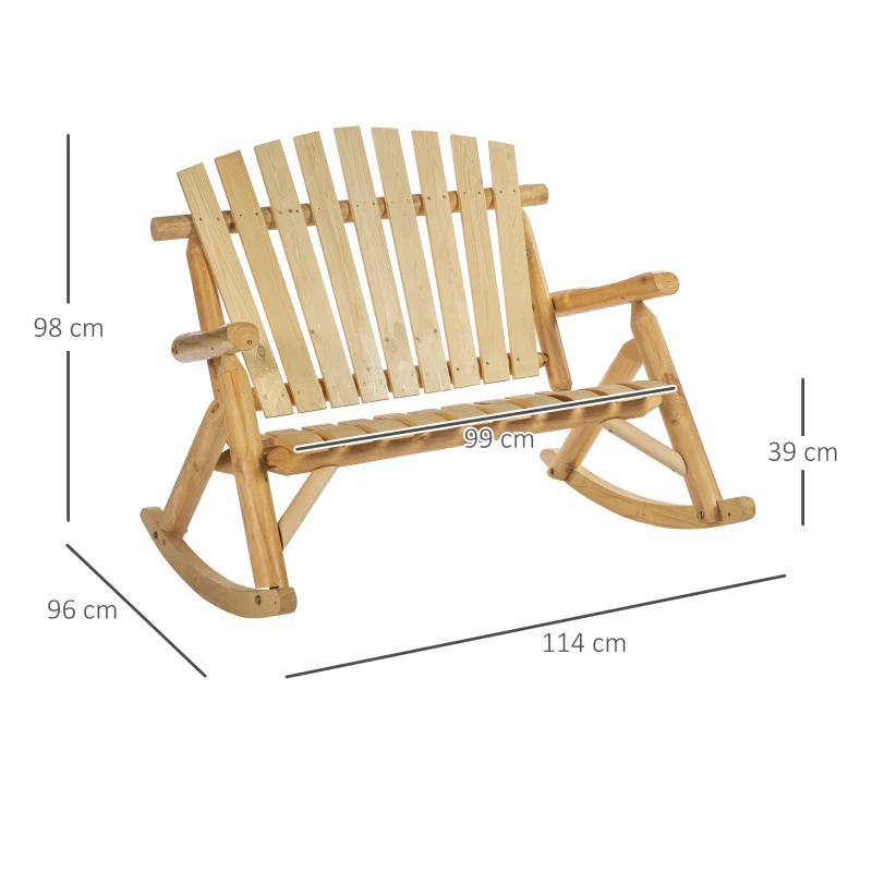 Outsunny Panchina Panca a Dondolo da Giardino a 2 Posti in Legno 114 × 96 × 98cm