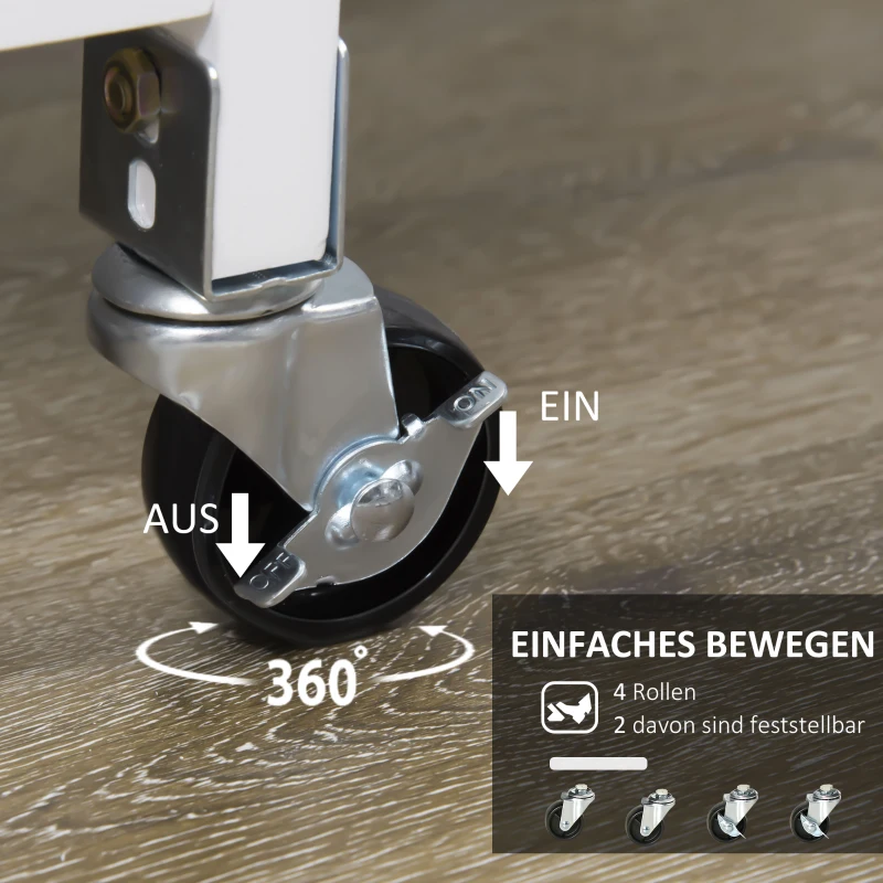 HOMCOM Landhuisstijl Keukenwagen Keukeneiland Trolley met 3 Laden, Wit