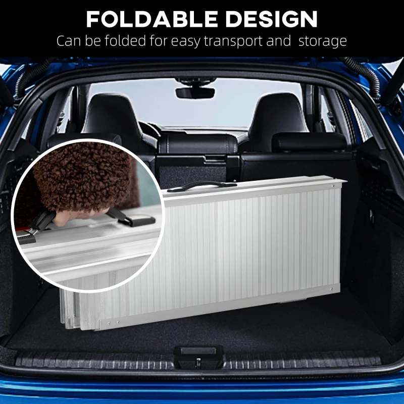 HOMCOM Rampa per Sedia a Rotelle e Scooter per Disabili Pieghevole, Lega di Alluminio Antiscivolo Capacità 270kg, 183x72x5cm