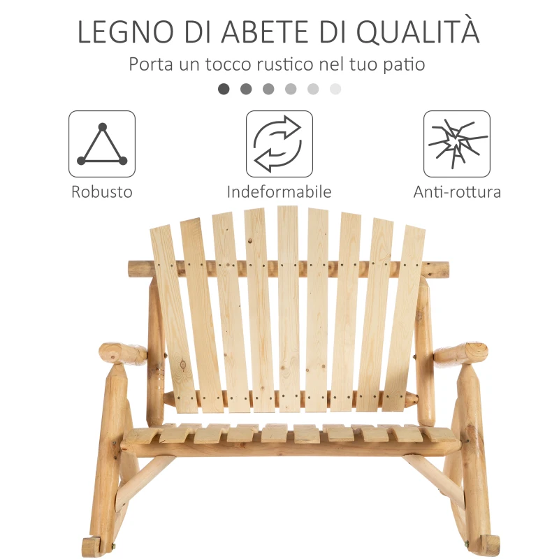 Outsunny Panchina Panca a Dondolo da Giardino a 2 Posti in Legno 114 × 96 × 98cm