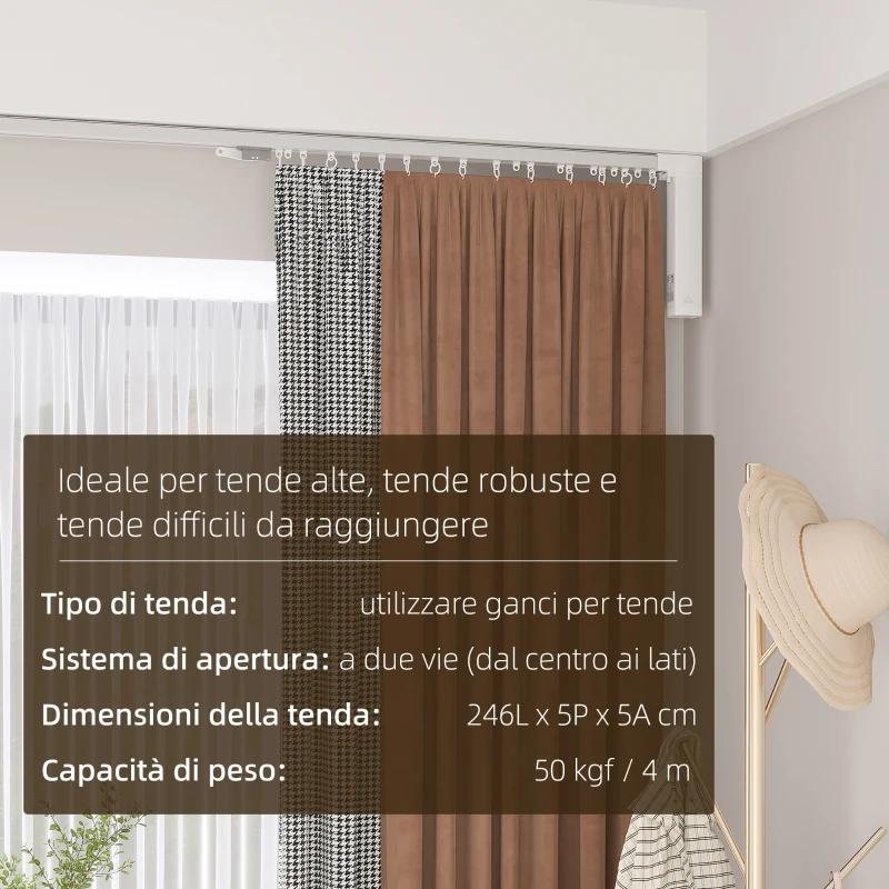 HOMCOM Binario per Tende Motorizzato Larghezza Regolabile, Controllo con Telecomando, APP, Alexa e Google