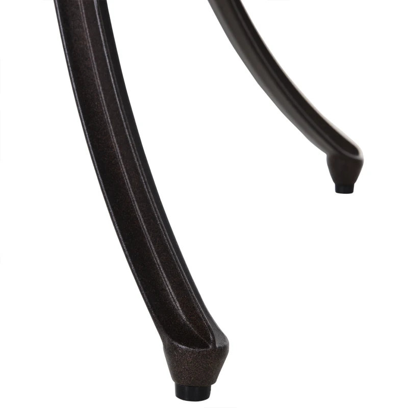 Outsunny 5 Pieces Outdoor Dining Table Set, Cast Aluminium Patio Conversation Furniture Set with 4 Armchairs, a Round Dining Table with Parasol Hole, Brown