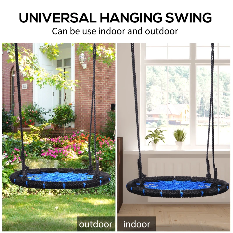 HOMCOM 23.5 Inch/ 60 cm Spider Web Tree Swing for Kids Children Nest Swing Seat Heavy Duty Rope Metal Frame Outdoor Birds Crows Toys Garden Backyard