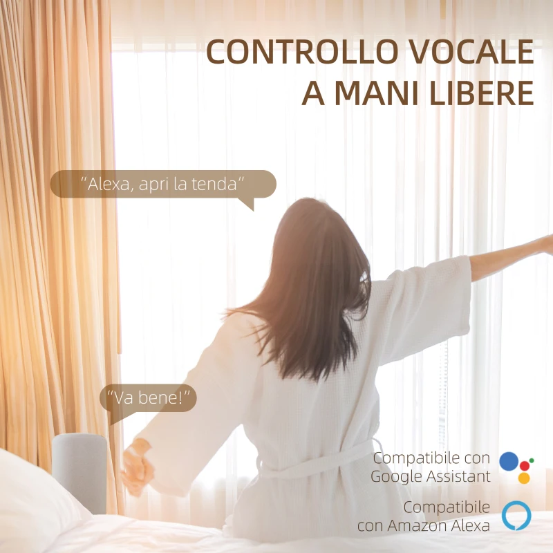 HOMCOM Binario per Tende Motorizzato Larghezza Regolabile, Controllo con Telecomando, APP, Alexa e Google