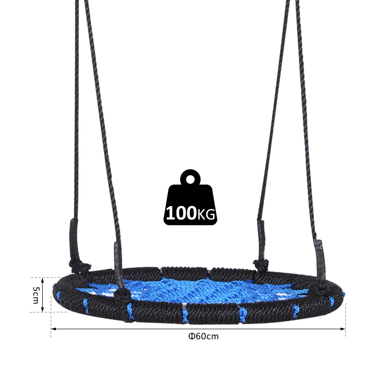 HOMCOM 23.5 Inch/ 60 cm Spider Web Tree Swing for Kids Children Nest Swing Seat Heavy Duty Rope Metal Frame Outdoor Birds Crows Toys Garden Backyard