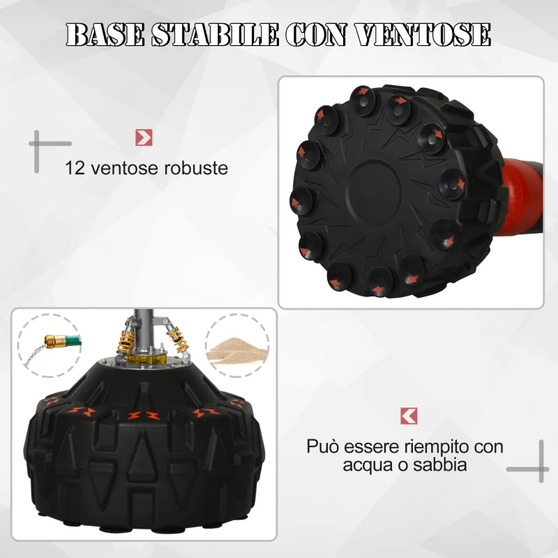 HOMCOM Sacco da Boxe da Terra Adulti, 180 cm Sacco Boxe da Terra con 10 Ventose, Sacchi da Kickboxing per Muay Thai MMA Allenamento Fitness, per Casa Palestra Home Gym, Nero e Rosso
