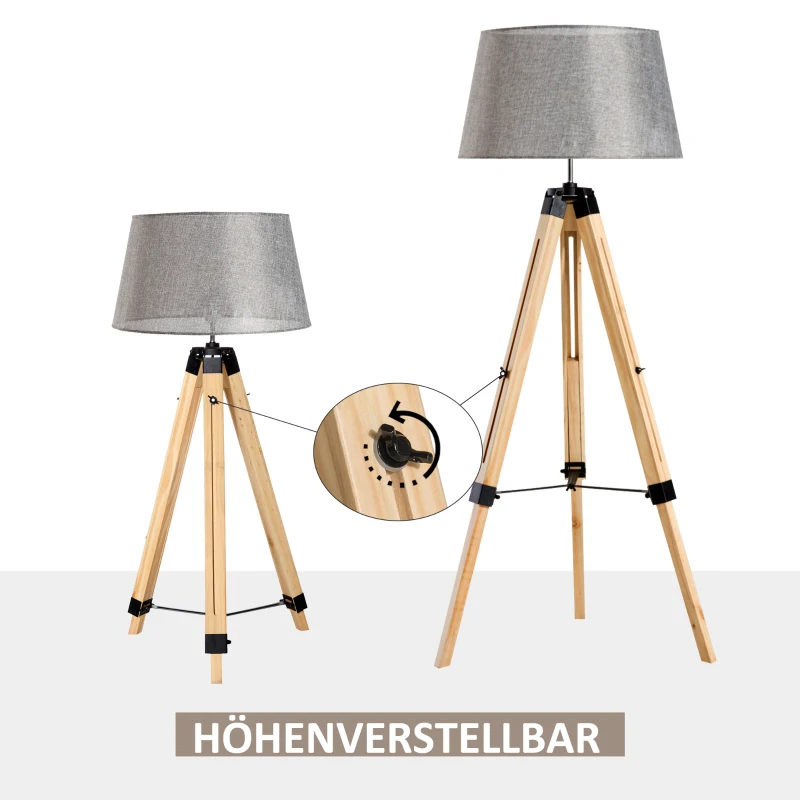 HOMCOM Lampa podłogowa lampa stojąca wysokość 99-143cm salon E27 sosna 2 kolory