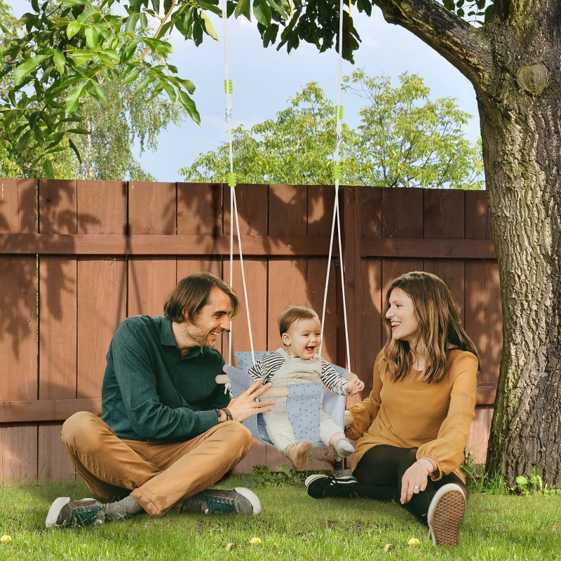 Outsunny Scaun leagan cu perna pentru copii, material textil si lemn, pentru casa si gradina, 40x40x180cm gri