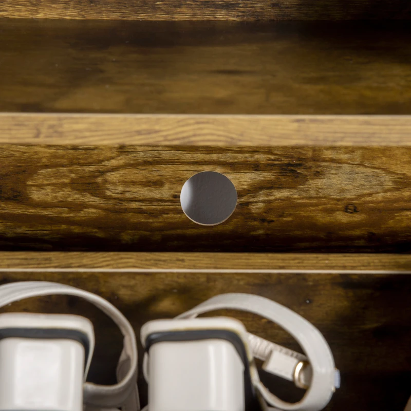 HOMCOM Schuhschrank im Industrie-Design für 12 Paar Schuhe 2 Kippfächer und 4 Regale 60 cm x 24 cm x 102 cm braun