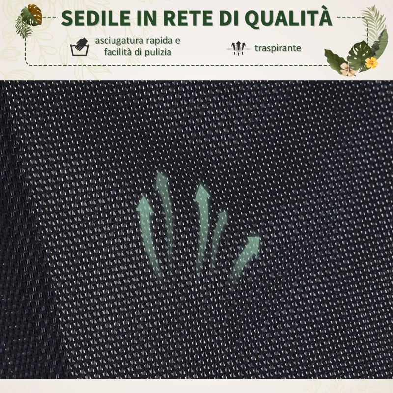 Outsunny Sedia a Dondolo Design Moderno per Interni ed Esterni Texteline 154x80x84cm Nero