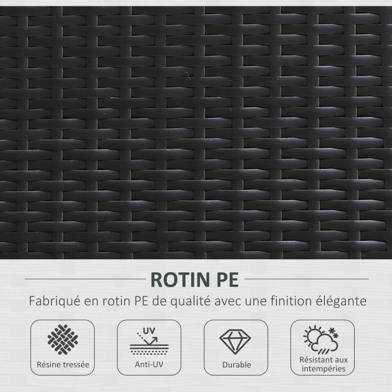 Outsunny Lit canapé double pour jardin en résine tressée PE avec matelas, accoudoirs et 4 coussins dim. 158L x 134l x 70H cm - brun foncé et crème