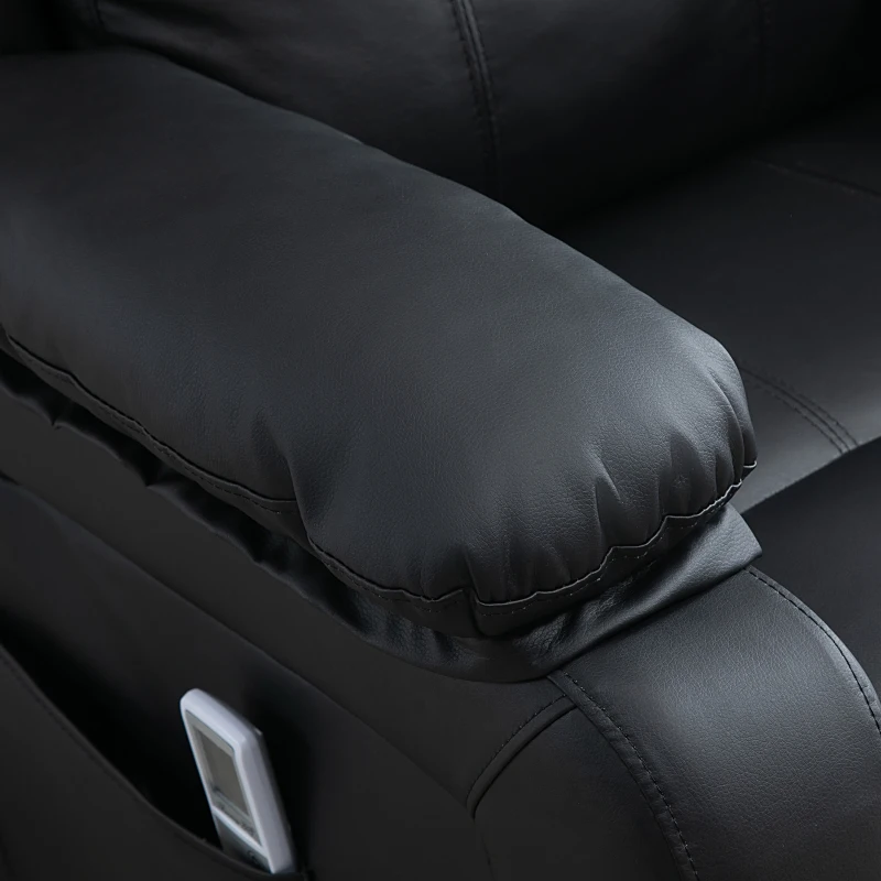 HOMCOM Electric Armchair for Elderly, Leather, w/ Remote Control, Footstool, Black(m-9)