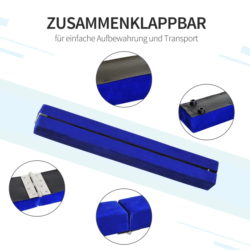 Drążek gimnastyczny z funkcją składania 210 x 10 x 6,5 cm niebieski HOMCOM