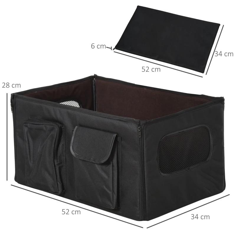 PawHut Hundetasche Hundebox faltbar Hundetransportbox Reisebox Katzenbox Autositz Oxford Schwarz 52x34x28 cm