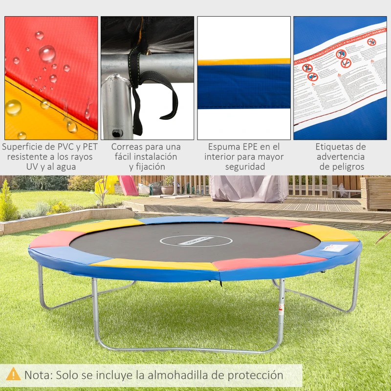 HOMCOM Cubierta de Protección Acolchada Borde de Seguridad para Trampolines Cama Elástica con Diámetro Ø305 cm Multicolor