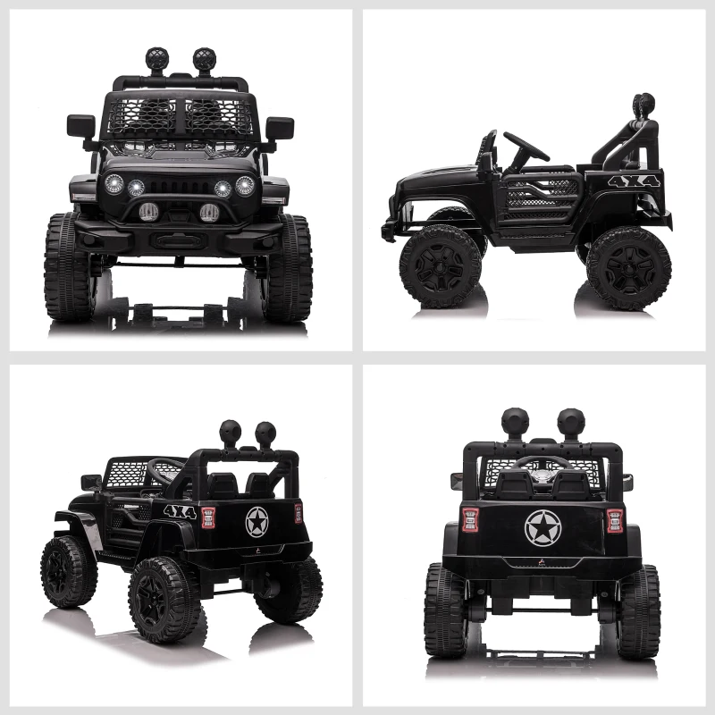 HOMCOM Voiture électrique 4x4 pour enfants 12V avec télécommande phares et klaxon - 3-6 ans - noir(m-8)