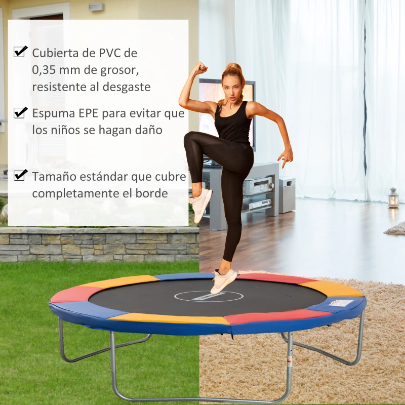 HOMCOM Cubierta de Protección Acolchada Borde de Seguridad para Trampolines Cama Elástica con Diámetro Ø305 cm Multicolor
