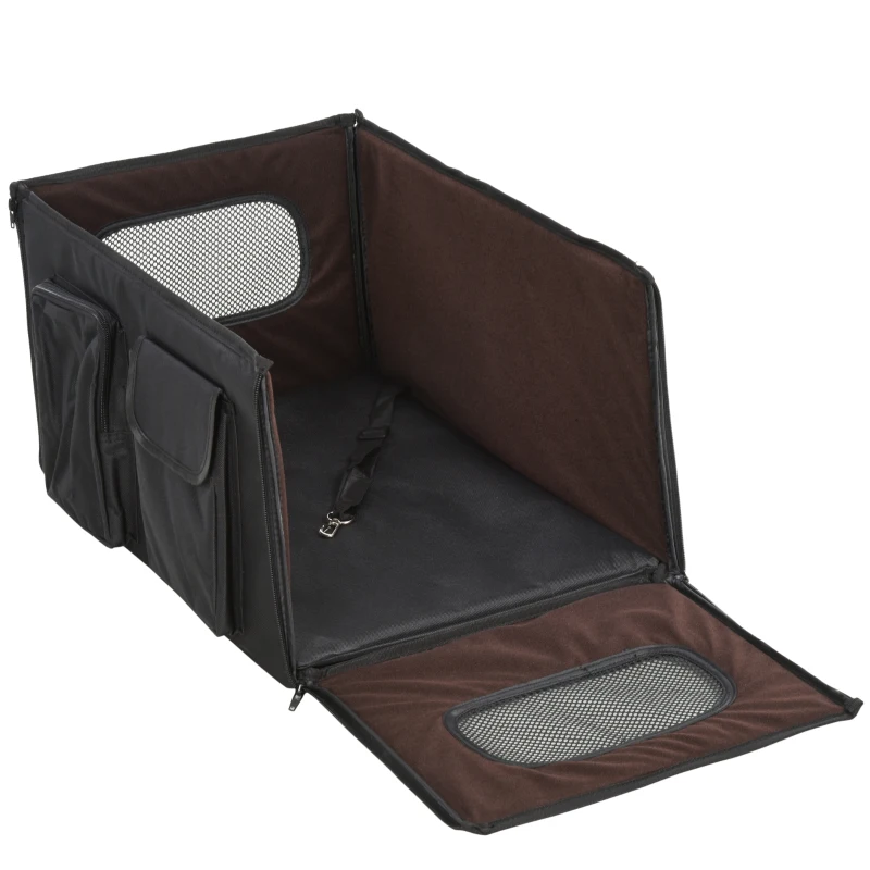 PawHut Hundetasche Hundebox faltbar Hundetransportbox Reisebox Katzenbox Autositz Oxford Schwarz 52x34x28 cm