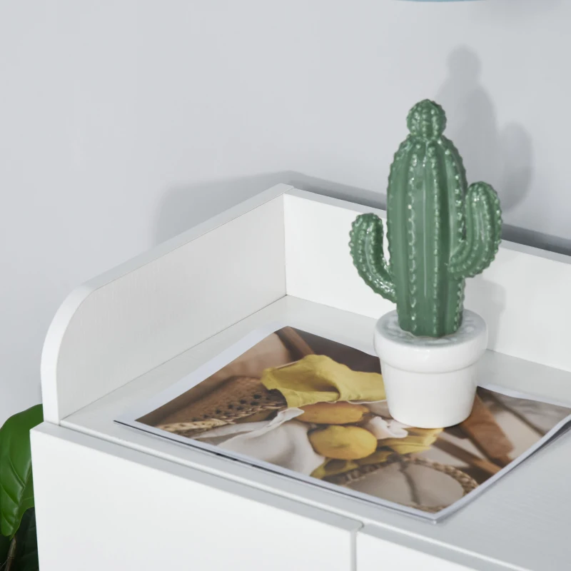 HOMCOM Sapateira Armário Multiuso com 2 Portas Prateleiras Interiores e 4 Prateleiras Exteriores com Altura Ajustável 83x30x90 cm Branco