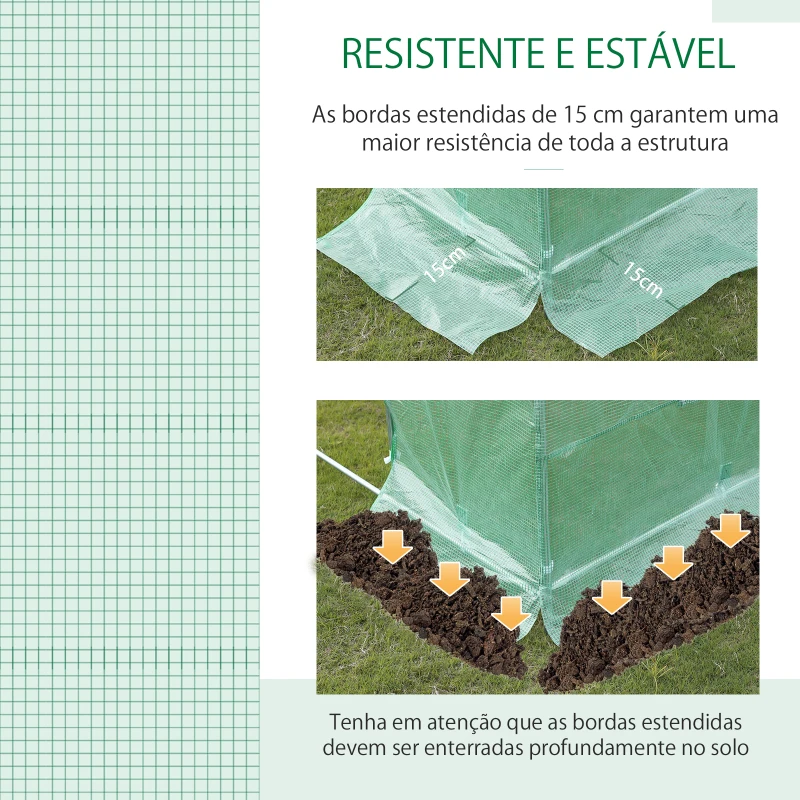 Outsunny Estufa Tipo Túnel 600x300x200 cm com Porta 12 Janelas Cobertura de PE 140g/㎡ para Cultivo de Plantas e Verduras Verde