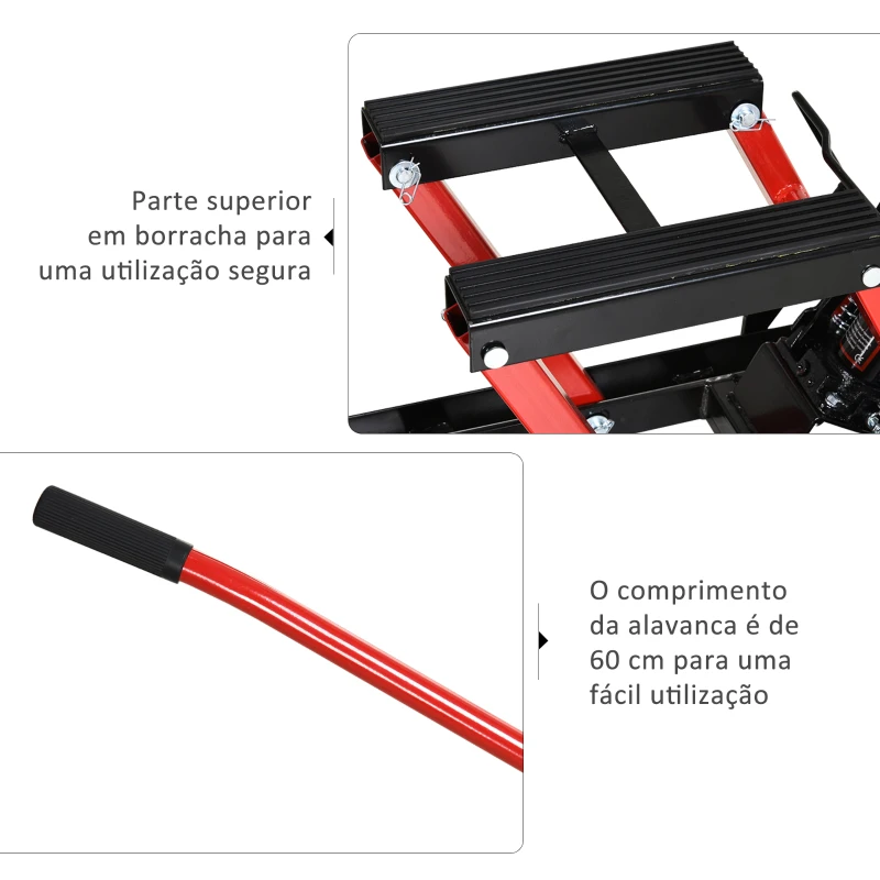 DURHAND Elevador hidráulico de aço para motocicleta Suporte 680 kg 110x36x67 cm Preto e Vermelho