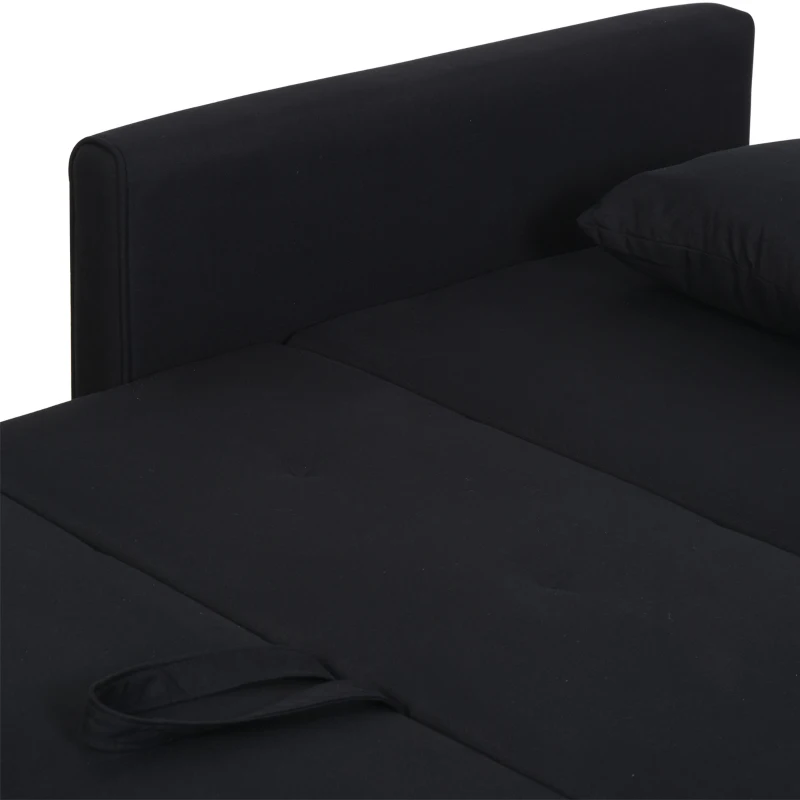 HOMCOM Sofa do spania dla dwóch osób, sofa tapicerowane z miejscem do przechowywania, poduszki na plecy, kolor szary węglowy