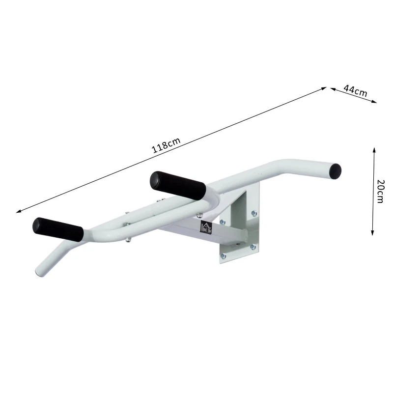 HOMCOM Barra de Dominadas de Pared Pull-Up Bar Barra de Tracción Multifuncional para Entrenamiento Fitness en Gimnasio Casa Carga 130 kg Acero 118x44x20 cm Blanco
