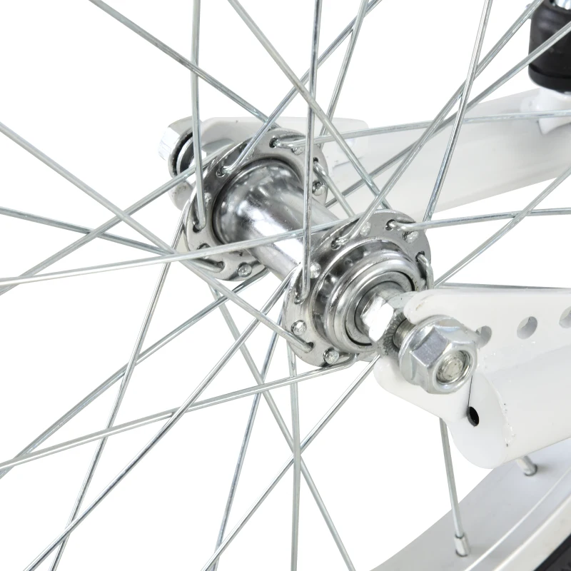 HOMCOM Scooter Patinete para Niños +5 Años y Adolescentes con Manillar Ajustable en Altura 2 Neumáticos de Caucho Inflable con Doble Freno y Ruedas 16" Carga 100 kg 139x58x90-96 cm Blanco