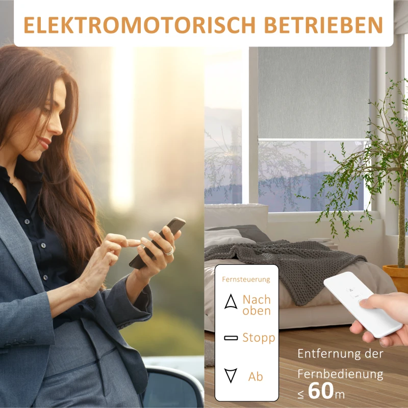 HOMCOM Roleta Termiczna z Pilotem, Złączem USB, Akumulatorem, 80 cm x 180 cm x 7 cm, Szara