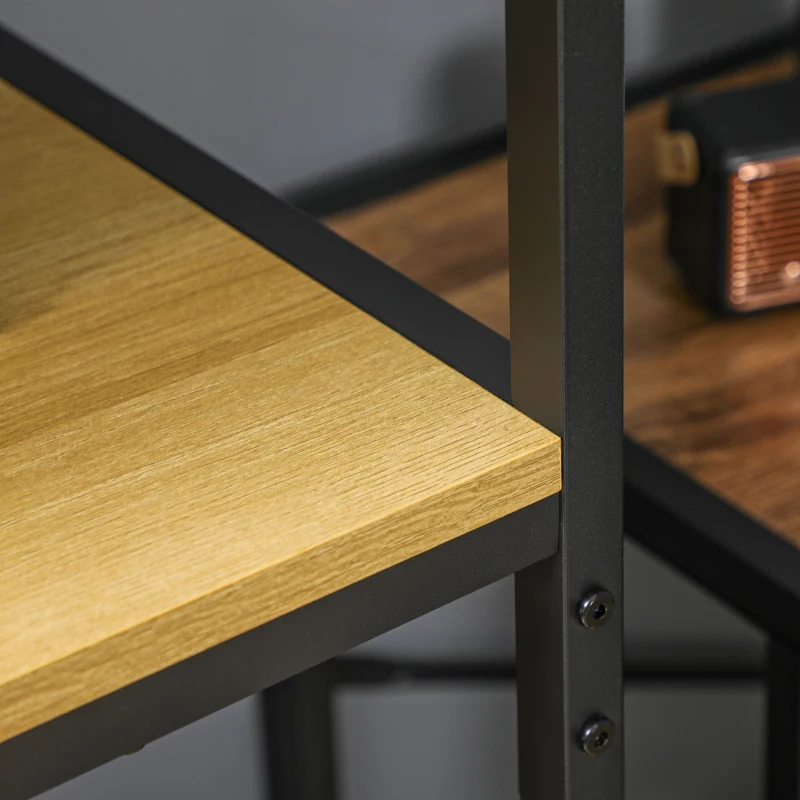 HOMCOM Estantería de 4 Niveles Estantería para Salón Moderno con 2 Cajones de Tela no Tejida y Marco de Acero 60x40x163cm Roble