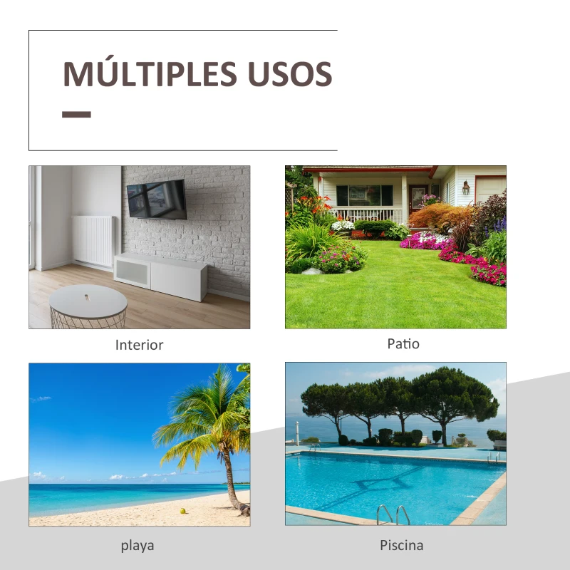 Outsunny Conjunto de 2 Tumbonas de Jardín con Cojines Acolchados Ratán con Mesa Auxiliar para Piscina o Terraza Carga 160 kg 195x60x86 cm Acero Marrón