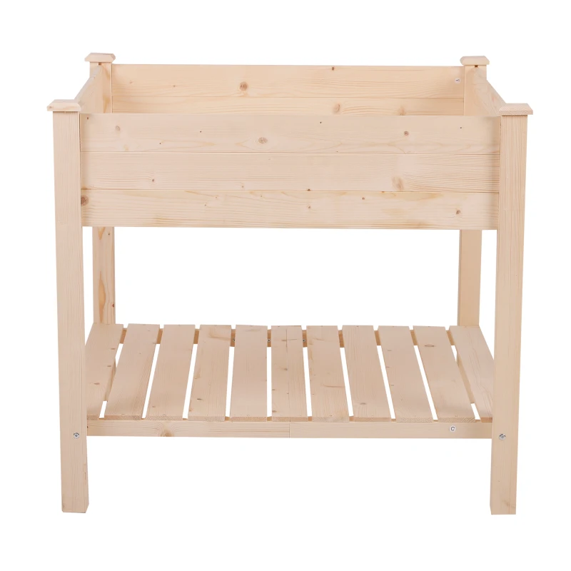 Outsunny Huerto Urbano Tabla de Crecimiento Mesa de Cultivo Vintage con Estante de Almacenaje Mesa Exterior Jardín para Plantación 91x91x81cm Madera