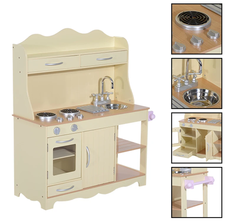 Cocina de Juguete para Niñas Set Juego Cocinita Sonido Infantil Amarillo 3 Años